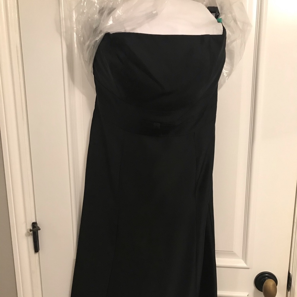Strapless LBD with tuxedo band detail